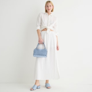 Side-slit soft gauze maxi skirt