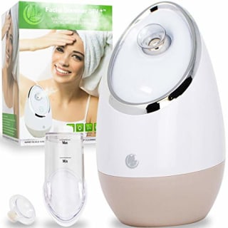 Facial Steamer SPA+ by Microderm GLO - Best Professional Nano Ionic Warm Mist, Home Face Sauna, Portable Humidifier Machine, Deep Clean &amp; Tighten Skin, Daily Hydration for Maximum Serum Absorption