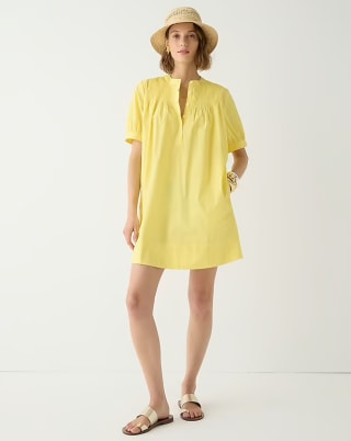Short-Sleeve Mini Shirtdress in Cottin Poplin