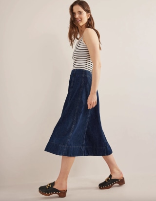 Denim Paneled Skirt