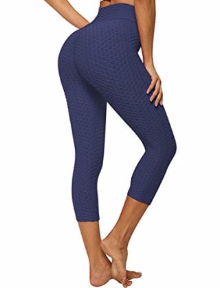 SEASUM Women's Brazilian Capris Pants High Waist Tummy Control Slimming Booty Leggings Workout Running Butt Lift Tights M