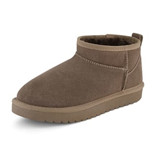 CUSHIONAIRE Women's Hip Genuine Suede pull on boot +Memory Foam, Taupe 6