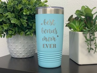 Engraved Best Bonus Mom Ever Tumbler, Step Mom Travel Mug, Mom Christmas Gift Idea, From Step kids, Mother's Day Gift, 20oz To Go