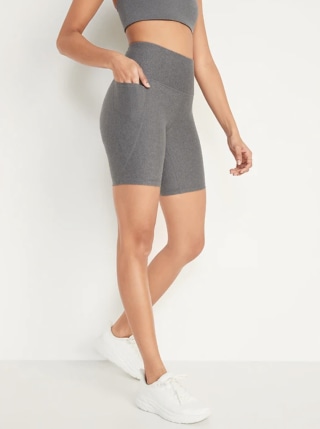 High-Waisted PowerSoft Side-Pocket Biker Shorts