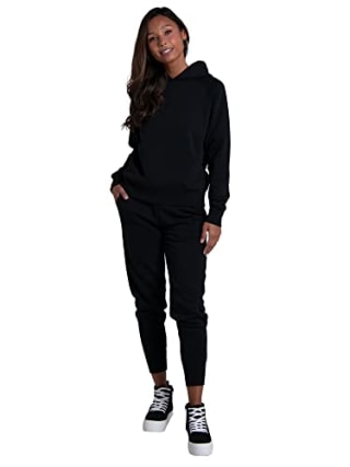 Fruit of the Loom Women's Crafted Comfort Joggers &amp; Open Bottom Pants, Fleece Joggers-Black