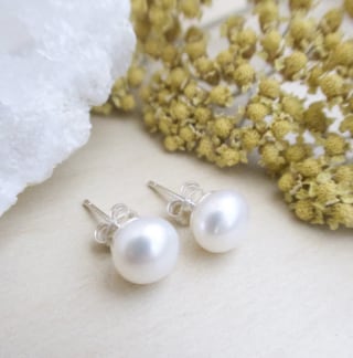 White Freshwater Pearl Earrings