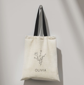 Rustic Wildflower Bridesmaid Name Tote Bag