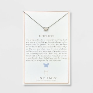 Tiny Tags Platinum Ion Plated Butterfly Chain Necklace