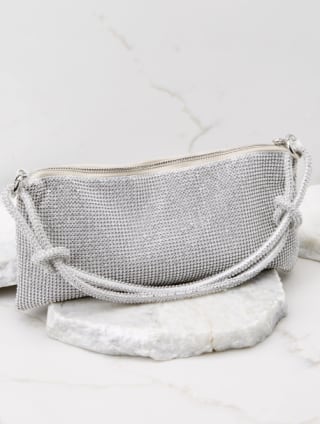 Silver Beaded Mesh Bag