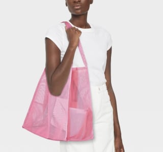 Mesh Shoulder Tote Handbag