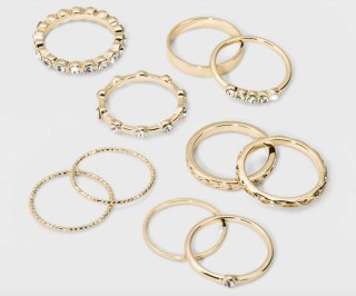 Acrylic Crystal Stone Multi-Ring 10-Piece Set