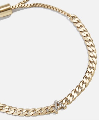 Pavé Initial Curb Chain Bracelet