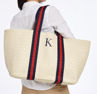 Oversized Ribbon Straw Beach Tote