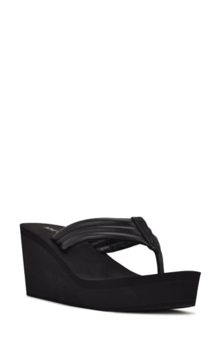 Nine West Spins Platform Wedge Sandal in Black at Nordstrom, Size 5