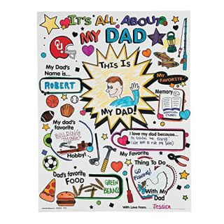 Color Your Own All About Dad Poster - Set of 30 - Father's Day Craft Gifts for Kids and Fun Home Activities