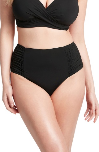 High Waist Gathered Side Swim Bottoms
