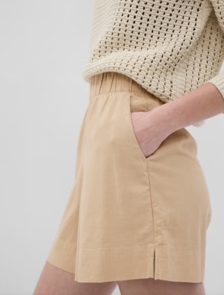 Linen-Blend Pull-On Shorts