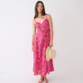 Cotton voile keyhole cover-up maxi dress in blushing meadow