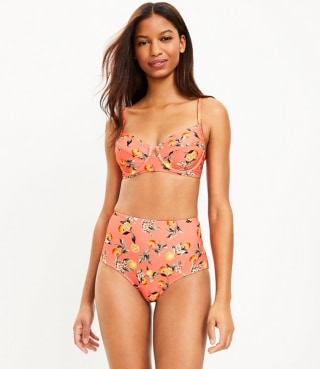 LOFT Beach Orange Harvest High Waist Bikini Bottom