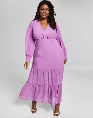 Plus-Size Tiered Chiffon Maxi Dress