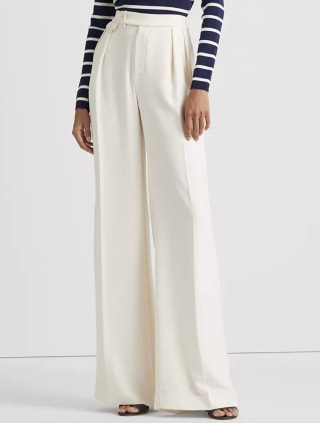 Pleated Georgette Wide-Leg Pants