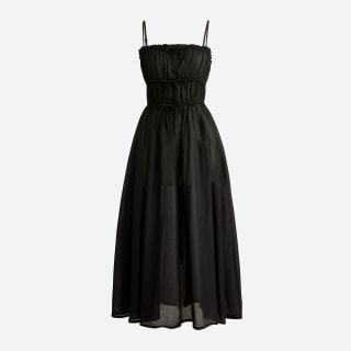 Tie-front voile cover-up midi dress