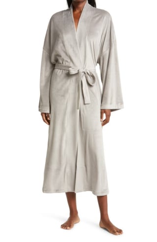 SKIMS Velour Wrap Robe in Smoke at Nordstrom, Size 4 X