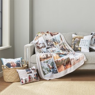 Modern Filmstrip Collage Fleece Photo Blanket