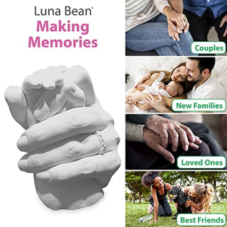 Luna Bean Keepsake Hands Casting Kit | DIY Plaster Statue Molding Kit | Hand Holding Craft for Couples, Adult &amp; Child, Wedding, Friends, Anniversary