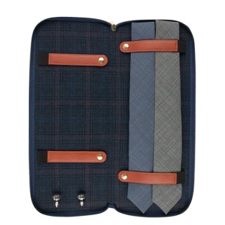 Navy Travel Tie Storage Case