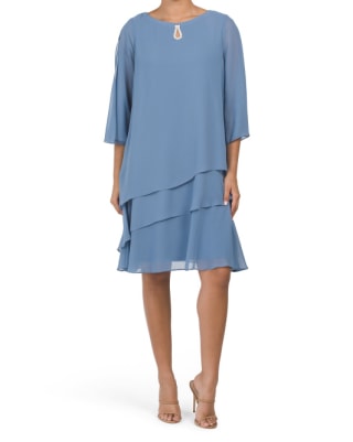 Chiffon Rhinestone Teardrop Dress