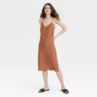 V-Neck Midi Slip Dress