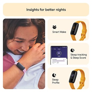 Fitbit Inspire 3 Health &amp; Fitness Tracker with Stress Management, Workout Intensity, Sleep Tracking, 24/7 Heart Rate and more, Morning Glow/Black, One Size (S &amp; L Bands Included)