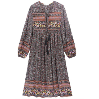 Long Sleeve Bohemian Floral Midi Dress