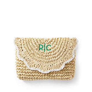 Scalloped Raffia Clutch