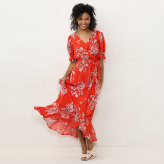 Women's LC Lauren Conrad Ruffled Wrap Maxi Dress, Size: XS, Med Red