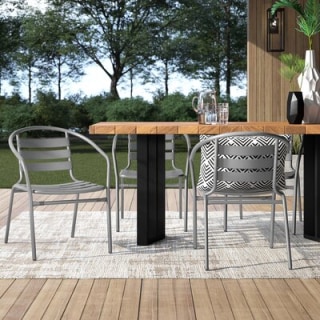 Ivy Bronx Chrisoula Metal Restaurant Stack Chair with Aluminum Slats