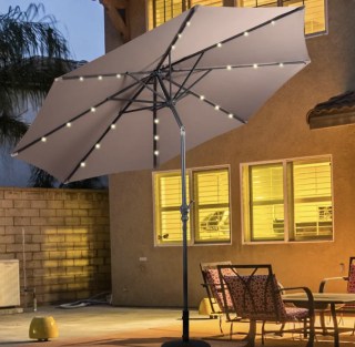 10-Foot Patio Solar Umbrella LED