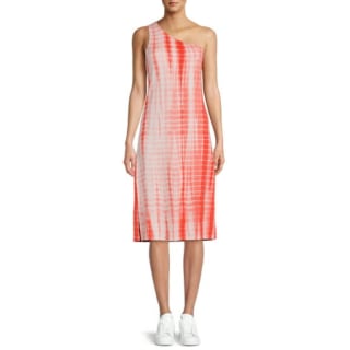 Time and Tru Women's One-Shoulder Tie-Dye Dress