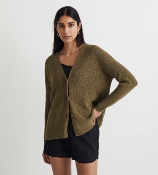 Button-Front Long Cardigan