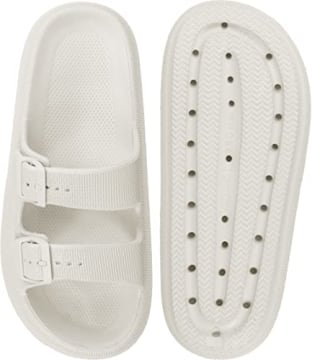 Weweya Sandals for Women and Men - Pillow Slippers - Double Buckle Adjustable Slides - EVA Flat Sandals