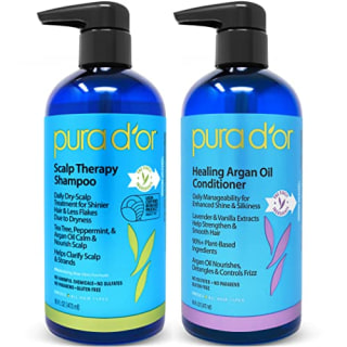 PURA D'OR Scalp Therapy Shampoo &amp; Healing Conditioner Set (16oz x 2) For Dry, Itchy Scalp - Hydrates &amp; Nourishes Hair with Tea Tree, Argan Oil &amp; Biotin, All Hair Types, Men Women (Packaging May Vary)