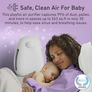 Pure Enrichment(R) PureBaby(R) Kids Bear Air True HEPA Air Purifier - Energy Star Rated, 4 Stage Air Filtration, UV-C Light, and Night Light for Medium-Large Rooms - Baby Nurseries, Kid Bedrooms (White)