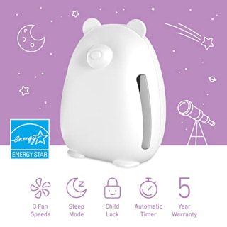 Pure Enrichment(R) PureBaby(R) Kids Bear Air True HEPA Air Purifier - Energy Star Rated, 4 Stage Air Filtration, UV-C Light, and Night Light for Medium-Large Rooms - Baby Nurseries, Kid Bedrooms (White)