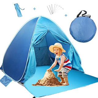 Beach Tent, Sunba Youth Anti UV Beach Shade, Instant Portable Tent Sun Shelter, Pop Up Baby Beach Tent, for 2-3 Person (Blue)