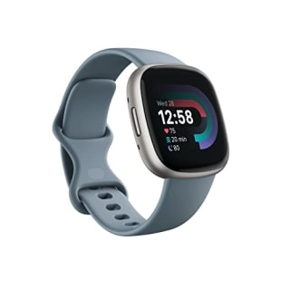 Fitbit Versa 4 Fitness Smartwatch with Daily Readiness, GPS, 24/7 Heart Rate, 40+ Exercise Modes, Sleep Tracking and more, Waterfall Blue/Platinum, One Size (S &amp; L Bands Included)