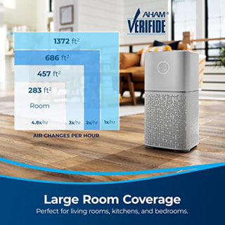 BISSELL Air180  Air Purifier For Home, Bedroom, HEPA Filter, Filters Smoke, Allergies, Pet Dander, Odor, Dust, Gray, 34964