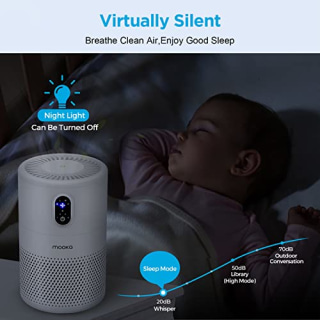 MOOKA Air Purifiers for Home Large Room up to 1076ft?, H13 True HEPA Air Filter Cleaner, Odor Eliminator, Remove Smoke Dust Pollen Pet Dander, Night Light(Available for California)