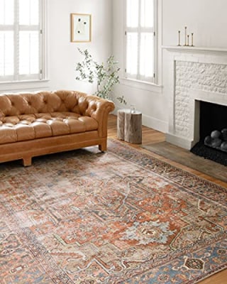 Loloi II Loren Collection LQ-15 Terracotta/Sky 2'-6" x 7'-6" Runner Rug