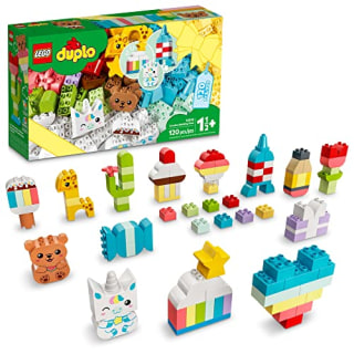 LEGO DUPLO Classic Creative Building Time 10978 Bricks Box, Learning Toy for Toddlers &amp; Kids 18 Months Old, with Unicorn, Heart and Giraffe Toys